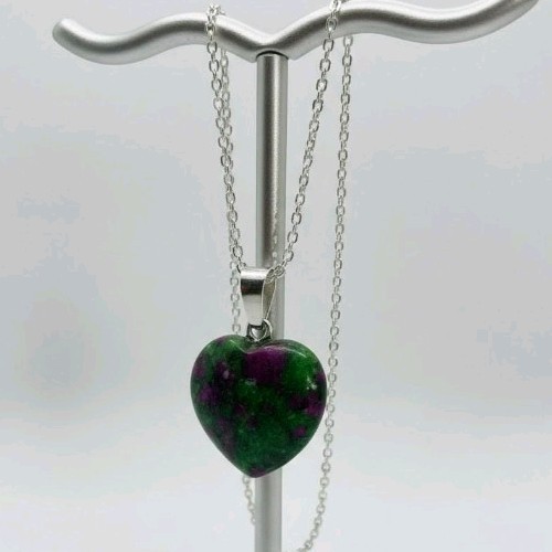 Heart necklace ruby zoisite - heart,