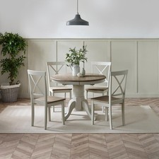 Padstow Wooden Extending Round Dining Table & 4 Millford Chairs