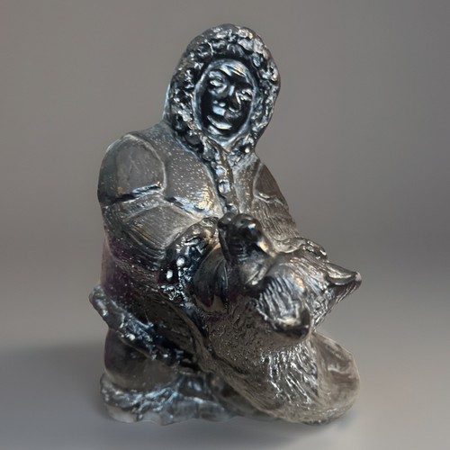 Eskimo and wolf - and, soapstone