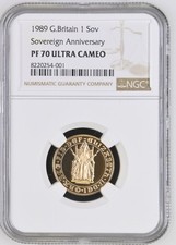 1989 Royal Mint UK Gold Proof Full Sovereign 500 Yrs 1 Sov NGC PF70 Ultra Cameo