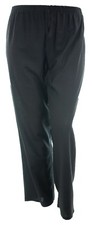 Black Linen Blend Pull On Trouser Straight Leg Elastic Waist Ladies Plus Size