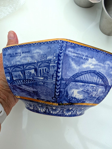 Wade hexagon ceramic bowl blue - wade,