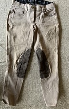 Musto Beige Riding Breeches Lightweight Cotton Size 12 Suede Knee Patches