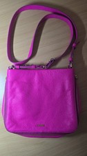 FOSSIL Neon Pink Leather Crossbody Handbag Bag - adjustable depth