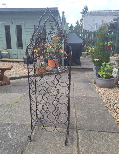 Brown metal freestanding wine - metal,