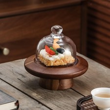Wooden Cake Stand with Lid Fruit Dessert Plate Decoration Dessert Stand Table