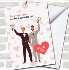 Two Married Men Gay Wedding Day Special Couple Names Personalised Card