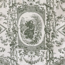 Vintage daybed day bed bucolic green toile French antique faded 1940s 1950s gre