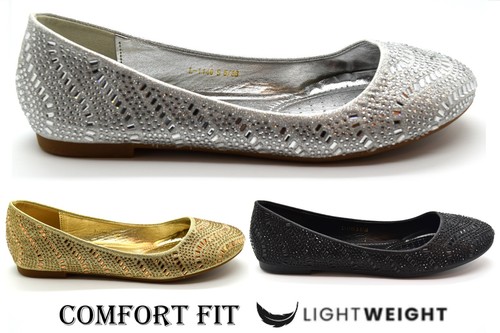 Womens flat glitter pump slip - pump,