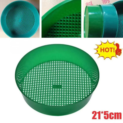 Green plastic garden sieve - plastic,