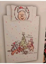 Christmas Winnie the Pooh Bedding Toddler Duvet Cover Bed set  Cot Bed Bedding