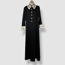 Reem Acra Women's Black Crepe Contrast Embellished Collared Dress Size 12