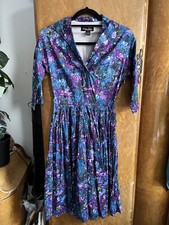 Trashy Diva Cool Watercolours Americana Dress Size US 4/UK 8 Purple/Blue Retro