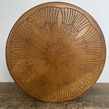 Leather Box Lid Round Tan