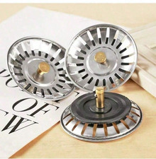 2x Kitchen Sink Strainer Replacement Waste Plug Drainer Basin Drain Filter Steel