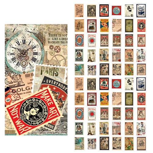 60pcs stamp stickers vintage - stamp,