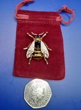 New Bee Brooch With Red Velvet Pouch