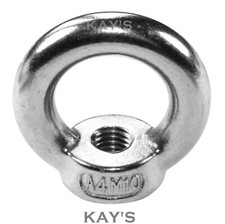 LIFTING EYE NUTS METRIC THREADS A4 MARINE GRADE STAINLESS STEEL M6 M8 M10 M12