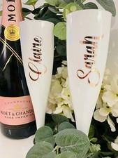 White Champagne Flutes with