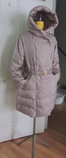 MANGO Beige - Grey Hooded DOWN Puffer Coat size 14 - 16 UK