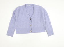 Zara Women's Purple Cable-Knit Cardigan M