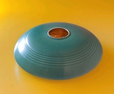 Vintage Art Deco 1930s Bretby Large 24cm Green Pottery Flying Saucer Posy Vase