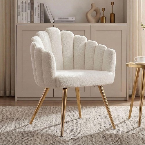 White faux fur accent armchair - accent,