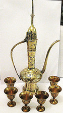Vintage Indian Brass x6 Goblet