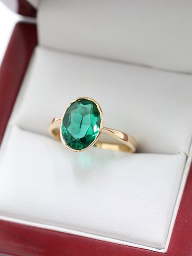 Green oval gold - green,