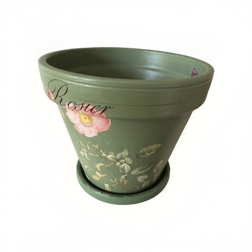 Hand painted terracotta flower - painted,