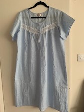 BEAUTIFUL BON MARCHE BLUE BRODERIE ANGLAISE NIGHTIE SIZE S BUT 44" EX. COND.
