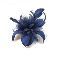 Ladies Hair Fascinator Flower and Feather Comb Wedding Races Proms Bridal