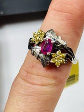 TJC silver,ruby and yellow sapphires ring UK size M new with tag