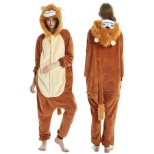 Adult Unisex  Flannel Sleepwear Lion Cosplay Costume Pajamas One Piece Animal