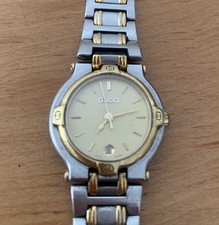 Gucci 9000L Women Ladies Two Tone Watch Working Strap Needs Fixing