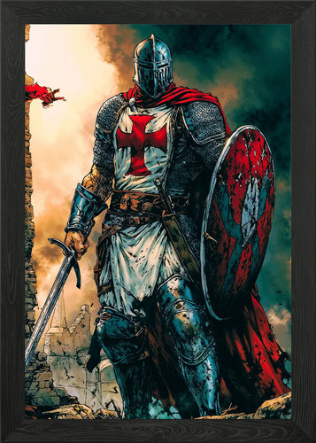 Crusader knight artwork framed - artwork,