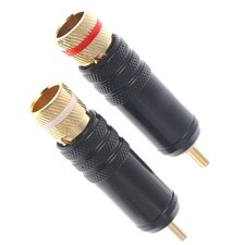 2-Pcs HIFI Gold Plated RCA Plug Male Phono Connector Audio Video Locking Solder