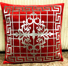 Red & Silver Greek Keys/border
