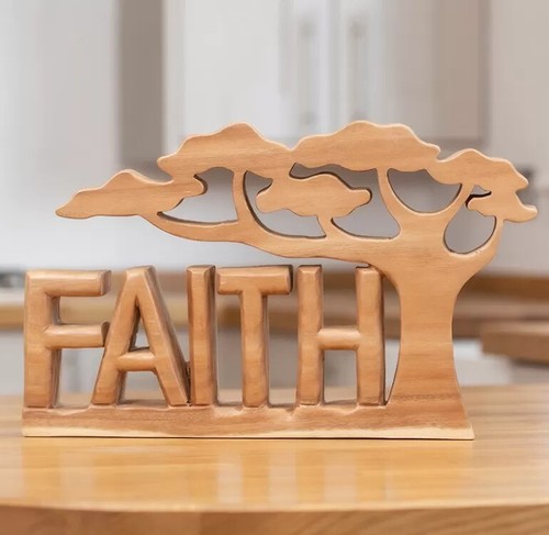 Carved wooden word - wooden, faith