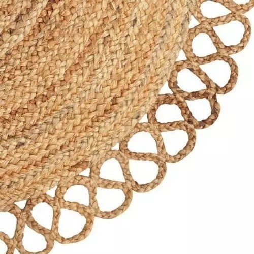 Half circle jute rug natural