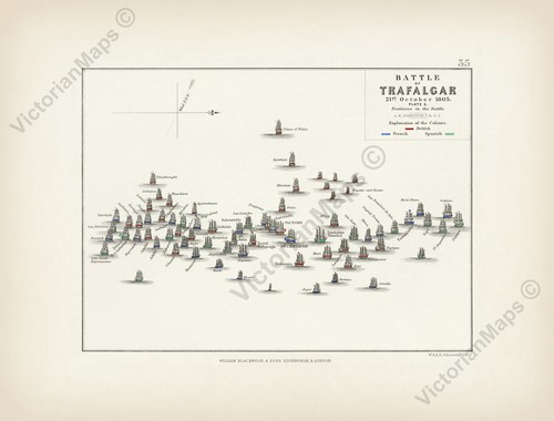 Antique map trafalgar - antique,