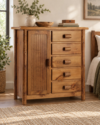 Rustic log chifforobe - chifforobe, wardrobe
