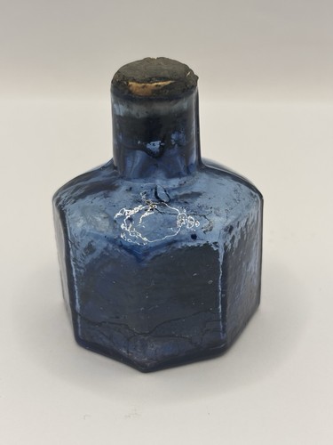 Old blue glass - blue, inkwell