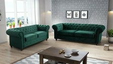 Chesterfield Fabric Grey Sofas