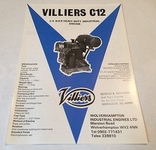 VILLIERS C12 Engine 1970s Vintage Original Brochure With Lots Of Detail