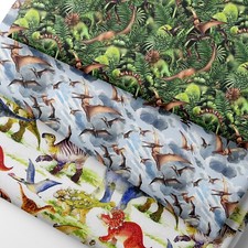 100% Cotton Dino World Dinosaurs Novelty Kids Children Craft Sew Fabric | FQ