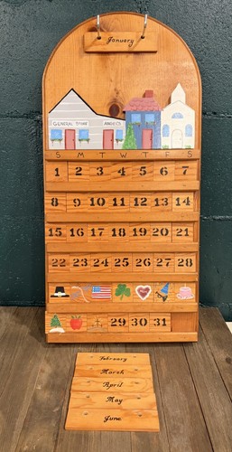 Vtg wooden perpetual calendar - vtg,