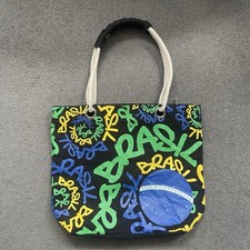 Vintage 00s Robin Ruth Brazil Brasilia Grafitti Beach Tote Bag 100% Cotton