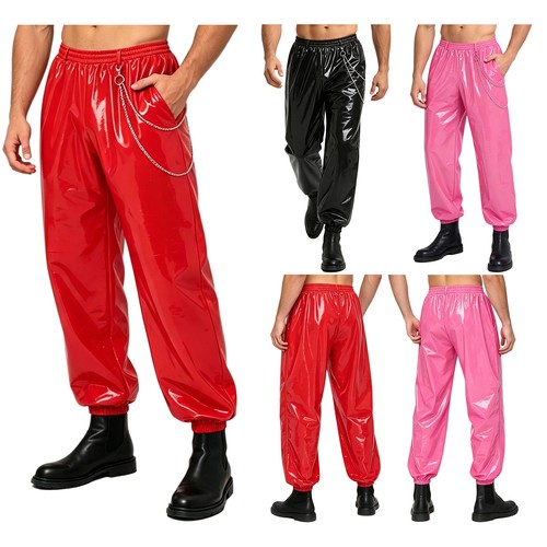 Men leather jogger pants - men's,
