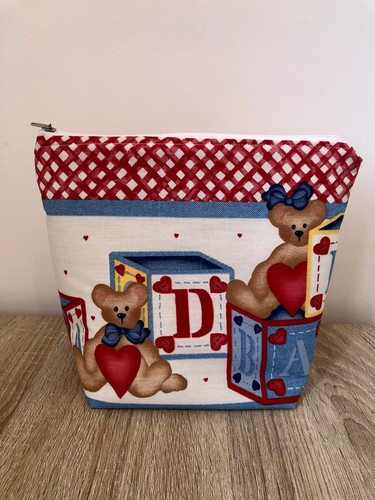Handmade fabric zipped pouch - fabric,